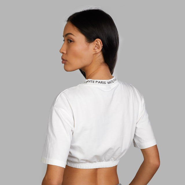 Whte Neck Crop Tee