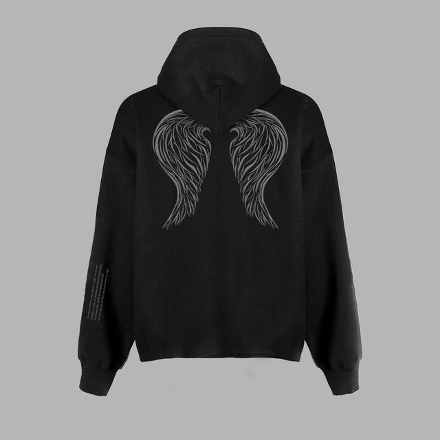 Sweatshirt à capuche orné d'un motif d'ailes